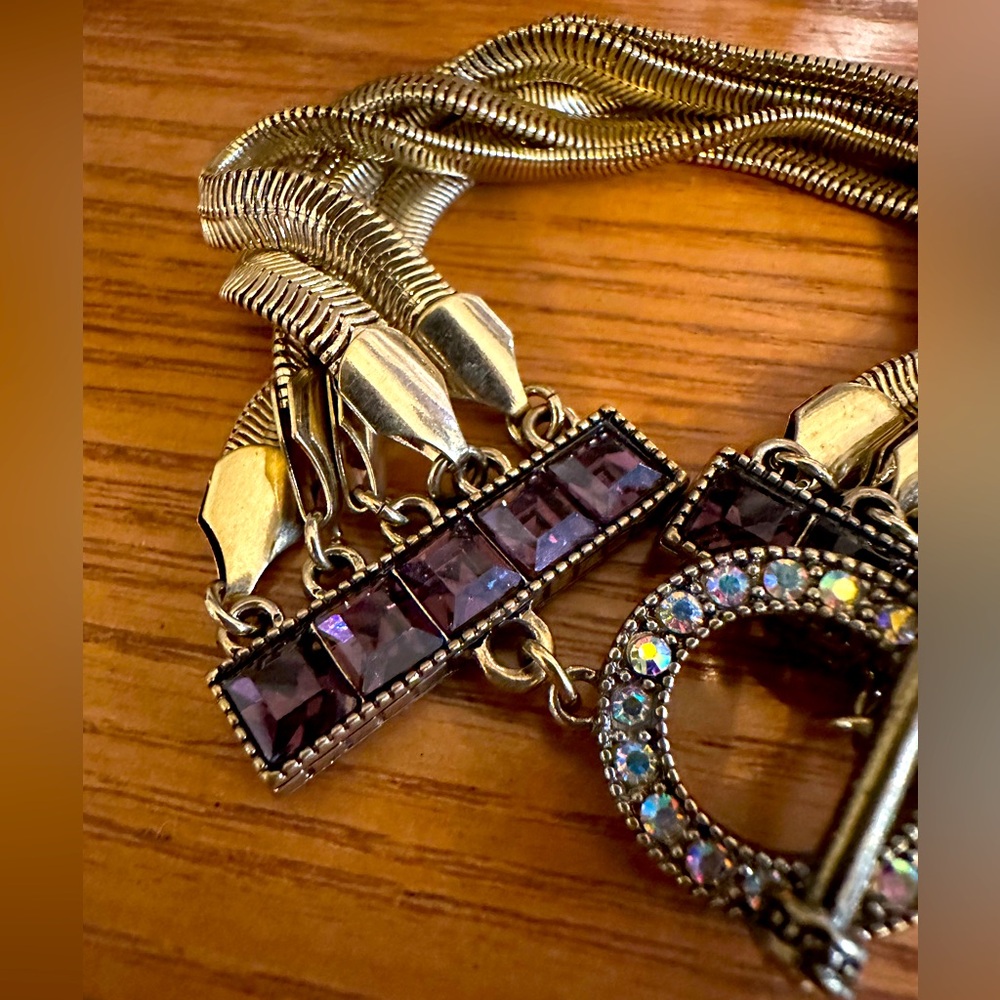 Gorgeous 7.5" Heidi Daus Crystal Statement Bracelet in Purple Amethyst and Gold - Picture 10 of 16